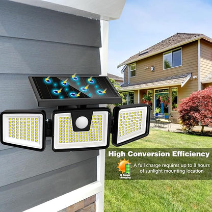 AmeriTop Solar Lights Outdoor, 2 Pack 233 LED High Brightness Cordless Solar Motion Sensor Lights; 3 Adjustable Heads, 270° Wide Angle Illumination, IP65 Waterproof, Security LED Flood Light(Daylight)