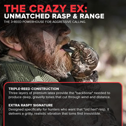 Strut Commander Turkey Mouth Call | Must Have Hunting Accessory | Turkey Hunting Reed Realistic Sound Mouth Call, Crazy Ex Call