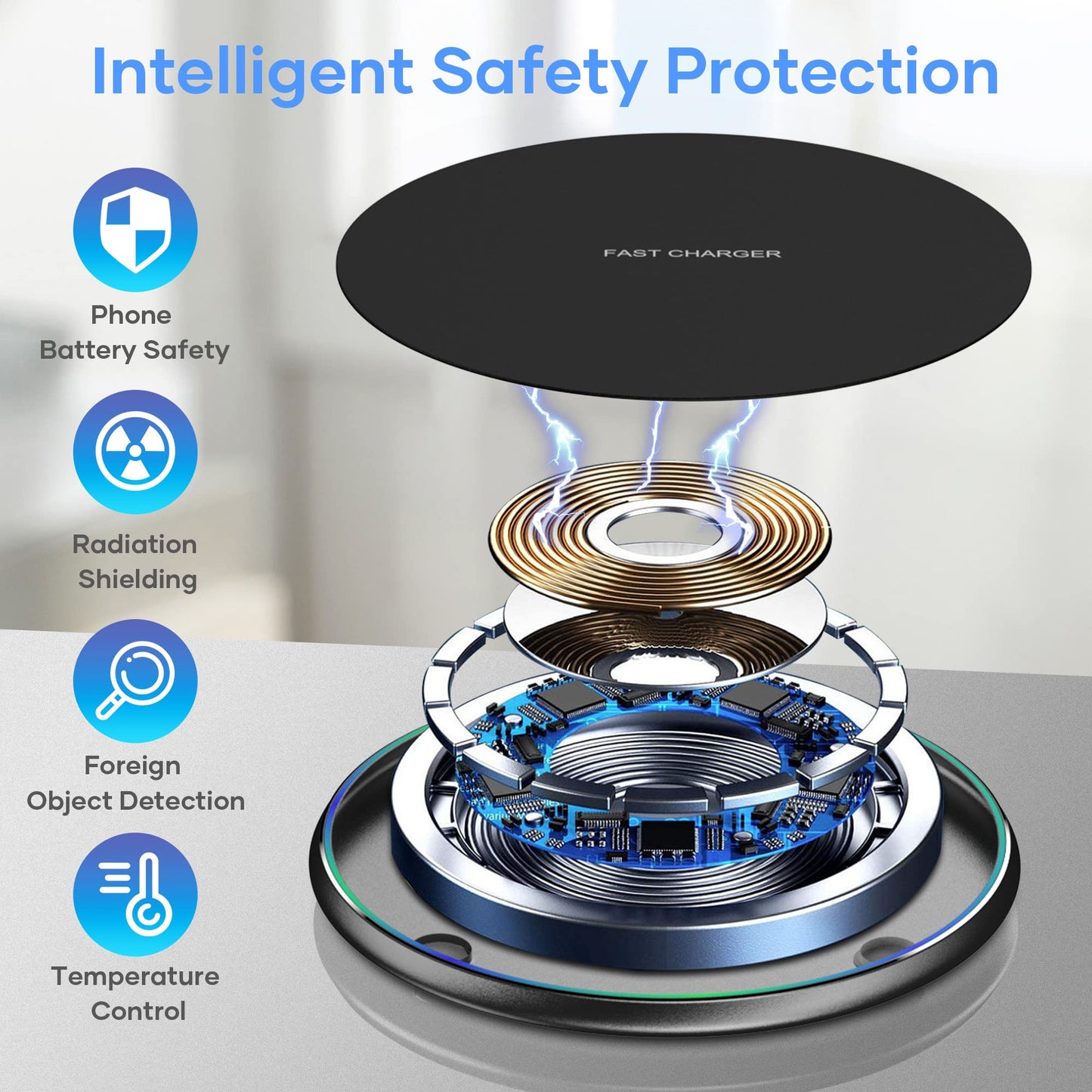 Wireless Charger, Wireless Charging Pad Compatible with iPhone 16 15 14 13 12 11 Pro Max/Mini/Plus/XR, 15W Max Fast Wireless Charging Pad Mat for Samsung Galaxy S23/S22/S21/S20/S10, AirPods Pro/3/2