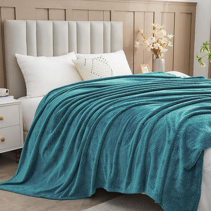 NEWCOSPLAY Super Soft Throw Blanket Dark Blue Premium Silky Flannel Fleece Leaves Pattern Lightweight Bed Blanket All Season Use (Dark Blue, Throw(50"x60"))