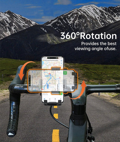 amzluv Bike Phone Holder Mount, Secure Handlebar Phone Mount Holder for Bike and Motorcycle, Suitable for iPhone and 4.5-6.8" Smartphones, Black