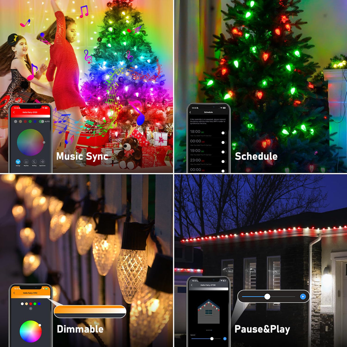 Aoyccor Smart C9 LED Christmas Lights Outdoor, 118 FT 150 LED