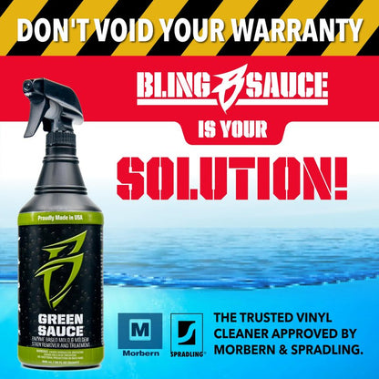 Boat Bling Green Sauce Enzyme-Based Stain Remover for Boat Interiors and Exterior, 32 oz.