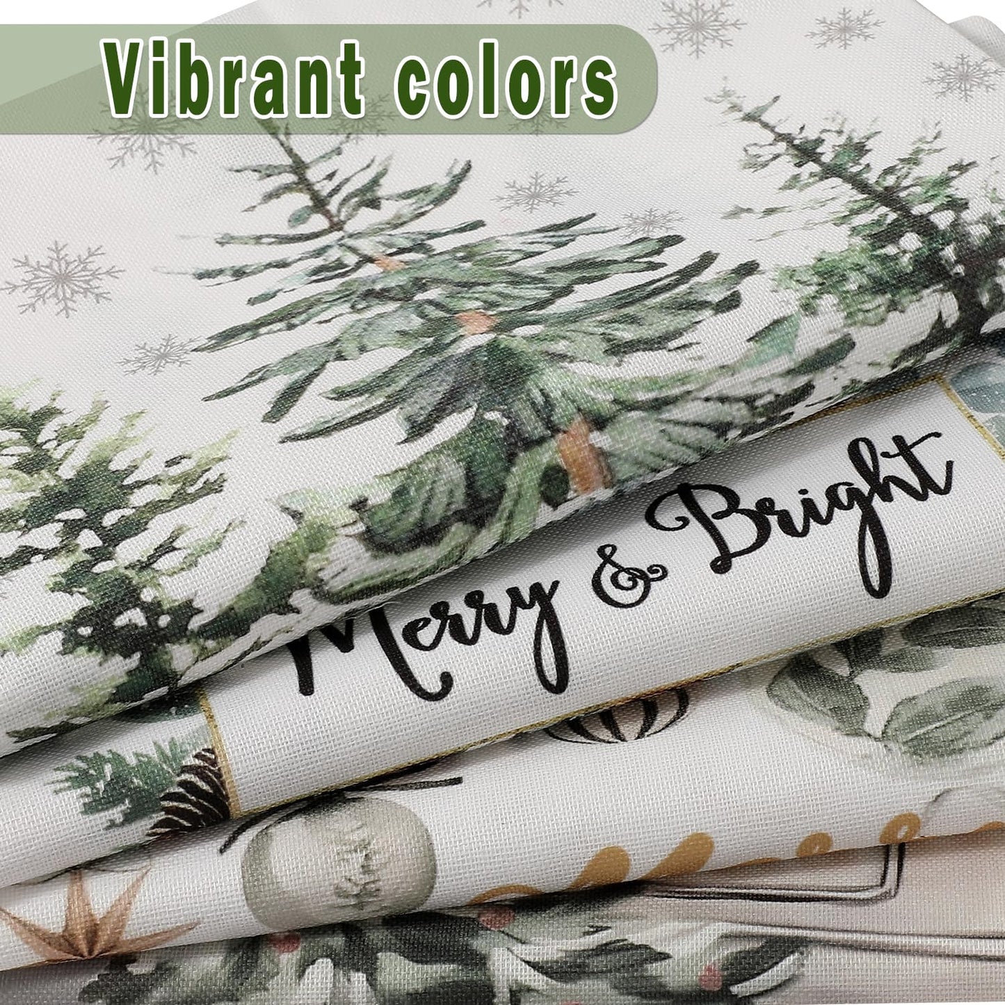multiwins Double-Sided Print Christmas Pillow Covers 18"x18" Set of 4, 8 Cute Christmas Patterns, Tree, Merry Christmas, Truck, Merry & Bright, Let It Snow, Etc, Perfect for Home Decor