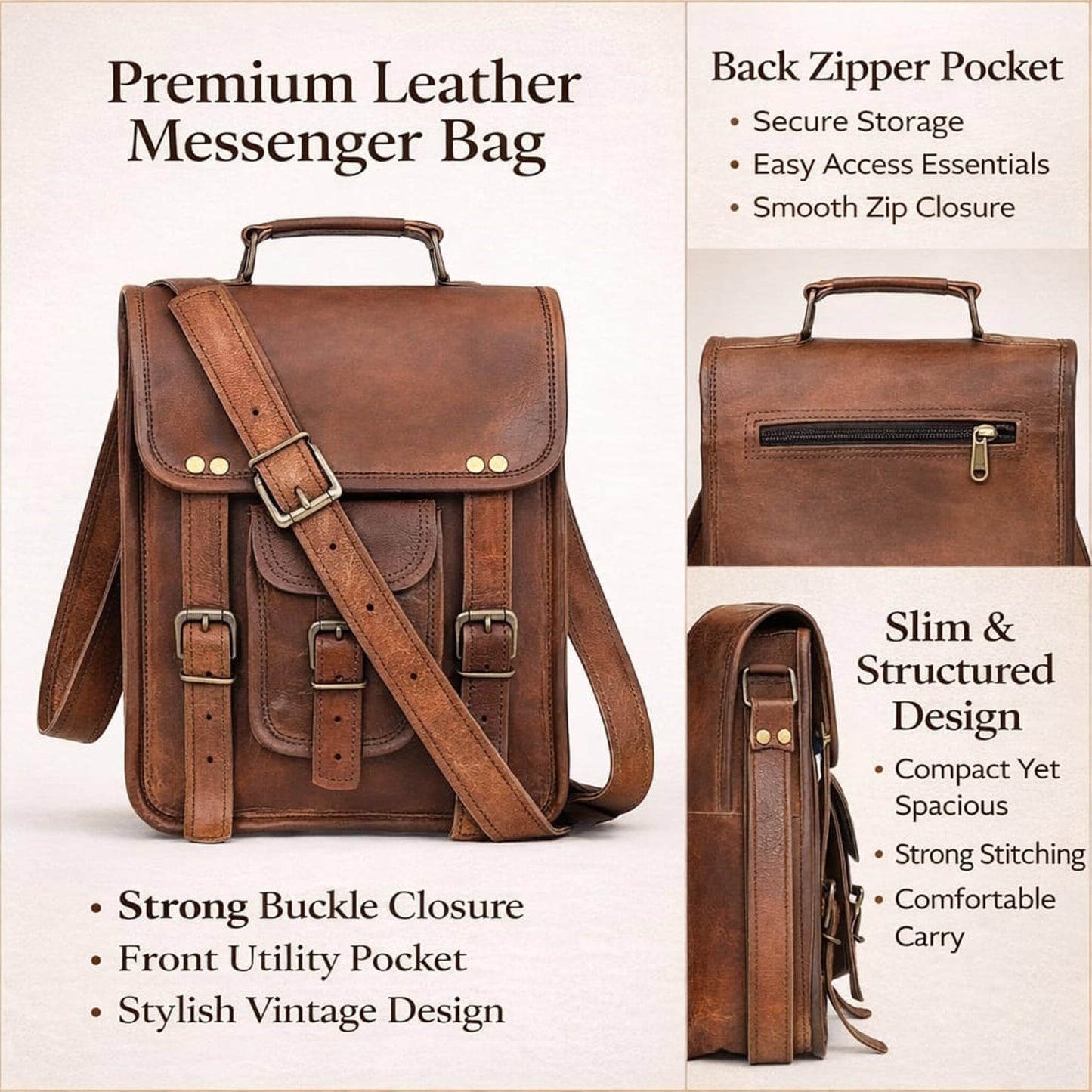 Vintage Genuine Leather iPad/Tablet/tab/Kindle Satchel Cross Body Shoulder Messenger Bag (11 X 9 Inch) (11 inch)