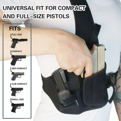TACDEFNEX Shoulder Holster for Pistols – Right-Hand Gun Holster for Men with Breathable 3-Point Design, Adjustable Fit 35"-45", Fits Glock 19, Sig P365, M&P Shield, 1911 & More