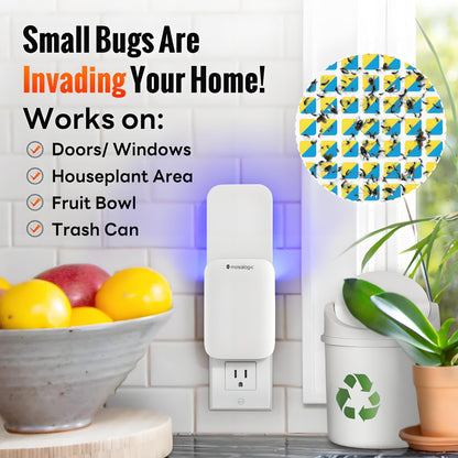 Mosalogic Fruit Fly Traps for Indoors Gnat Trap for House Indoor-600 Sqft Protection Area UV Fly Insect Trapper for Fruit Flies，Gnat，Mosquito，and Other Flying Insect Plug in Bug Zapper Killer White