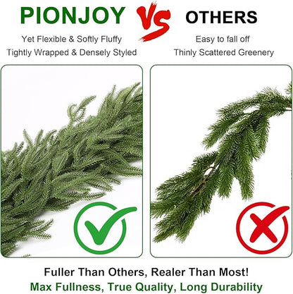 6FT Christmas Norfolk Pine Garland, Realistic Greenery Artificial Garland for Indoor Outdoor Door Porch Fireplace Wall Staircase Holiday Christmas Decor