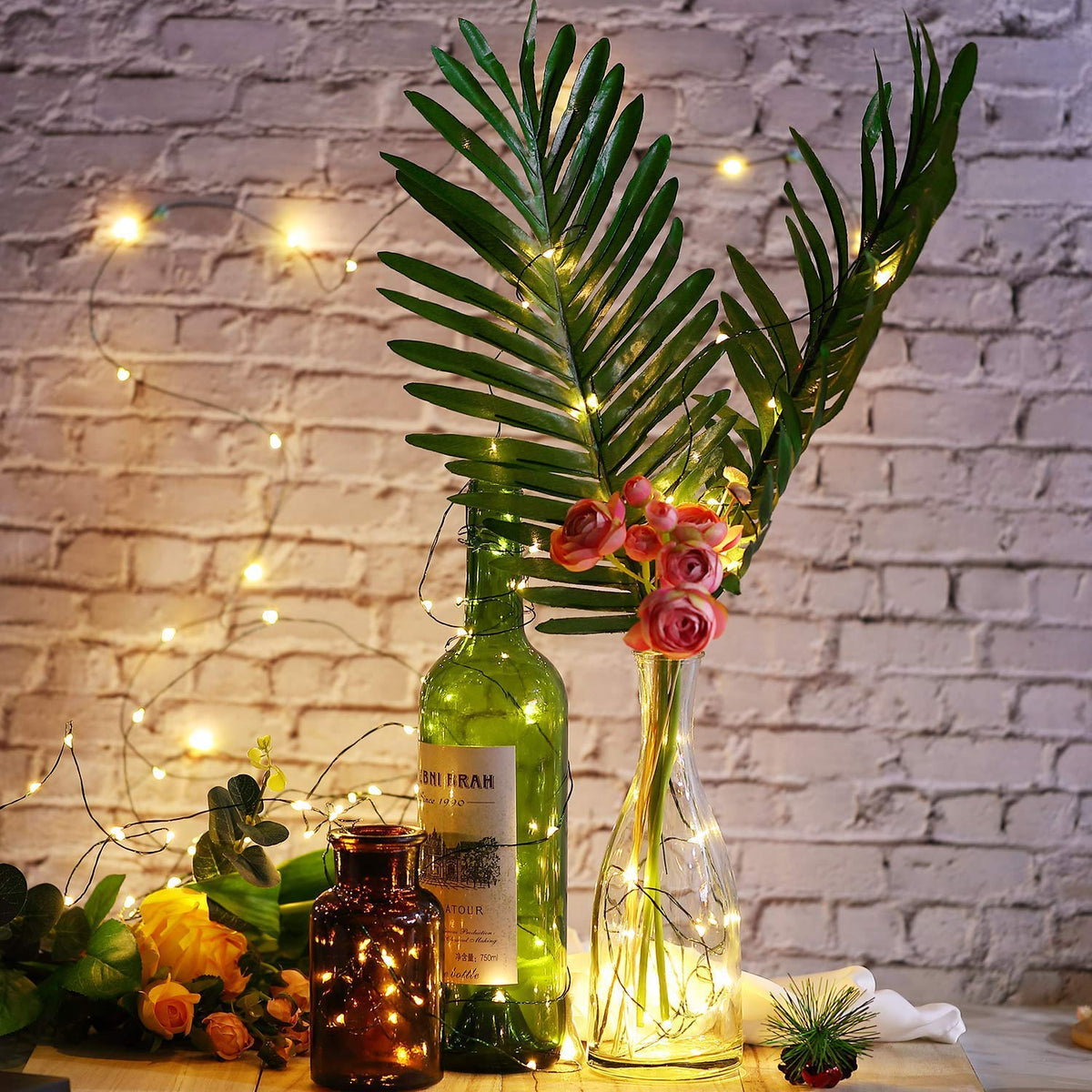 Battery Operated Starry Lights - 18FT 50 Micro LEDs, Warm White, Waterproof, Christmas Tree, Wreath, DIY Wedding