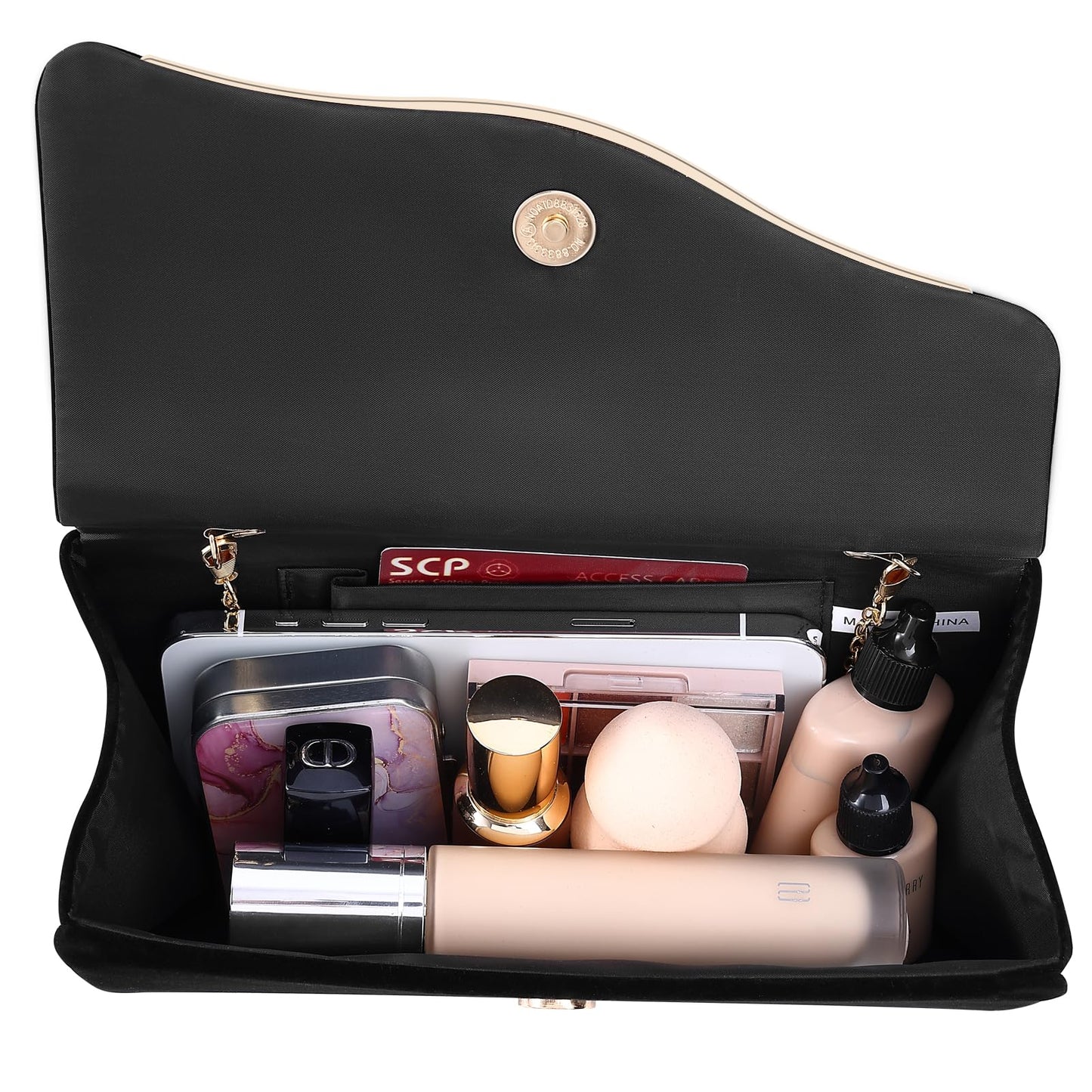 CurvChic Clutch Purses for Women Evening Bag Faux Suede Formal Party Wedding Cocktail Prom(Black)
