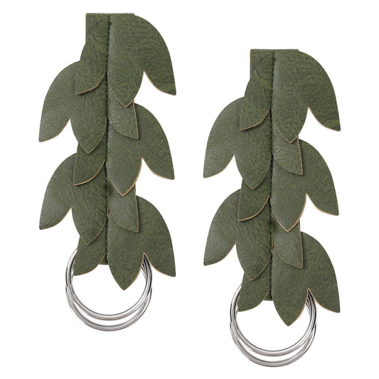FURPHI Renaissance Skirt Hikes Faux Leather Leaf Medieval Ren Faire Cosplay Dress Waistband Accessories 2PCS Green