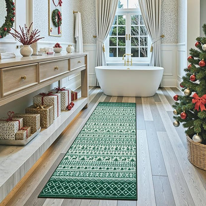Christmas Kitchen Runner Rug, 2x6 Rug Runners for Hallways Non Slip, Low Pile Soft Washable Bathroom Runner Rug, Xmas Winter Holiday Home Decor Carpet Runners for Bedroom Laundry