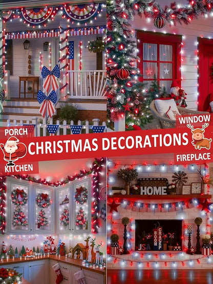 Upgraded 250 LED C6 Connectable Christmas String Lights Red and White, 82FT Waterproof Christmas Twinkle Light Outdoor, Plug in Fairy Lights Indoor with 13 Modes & Timer for Christmas Tree Decorations
