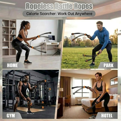 Ropeless Battle Ropes - 2 PCS Portable Cordless Set with Non-Slip Handles | Low-Noise HIIT & Strength Training Equipment for Home Gym