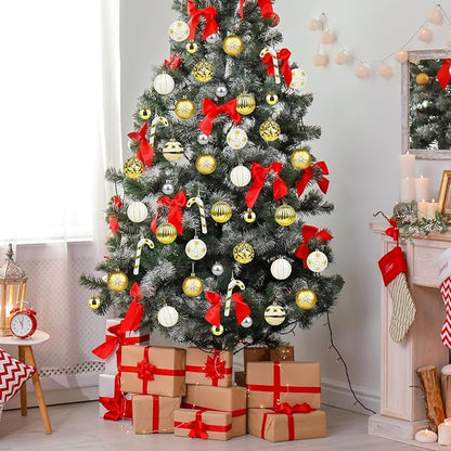 Gold and White Christmas Balls Ornaments - 40Pcs Xmas Tree Decorations, Shatterproof Christmas Ornaments, Hanging Ball Ornament Decorations for Xmas Tree(Multi Color #5)