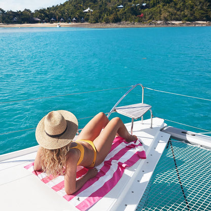 Dock & Bay Beach Towel - Quick Dry, Sand Free - Compact, Lightweight - 100% Recycled - Includes Bag - Cabana - Phi Phi Pink - Large (160x90cm, 63x35)