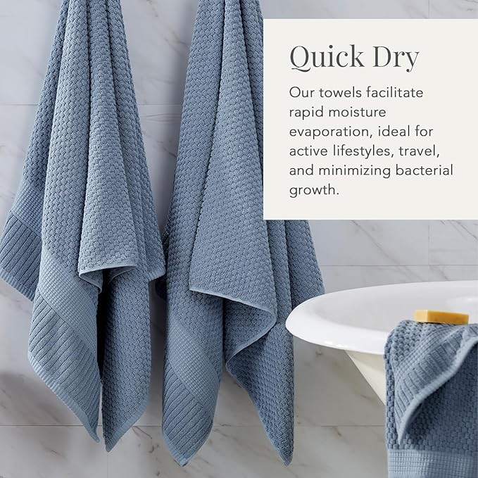 NY Loft 100% Cotton 6 Piece Bath Towel Set | Blue Towels | Oeko-TEX® Standard