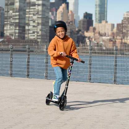 Jetson Jupiter Jumbo 3 Wheel Light Up Kick Scooter, Black- Adjustable Handlebar Foldable Ride On Toy for Toddlers and Kids Ages 5 and Up