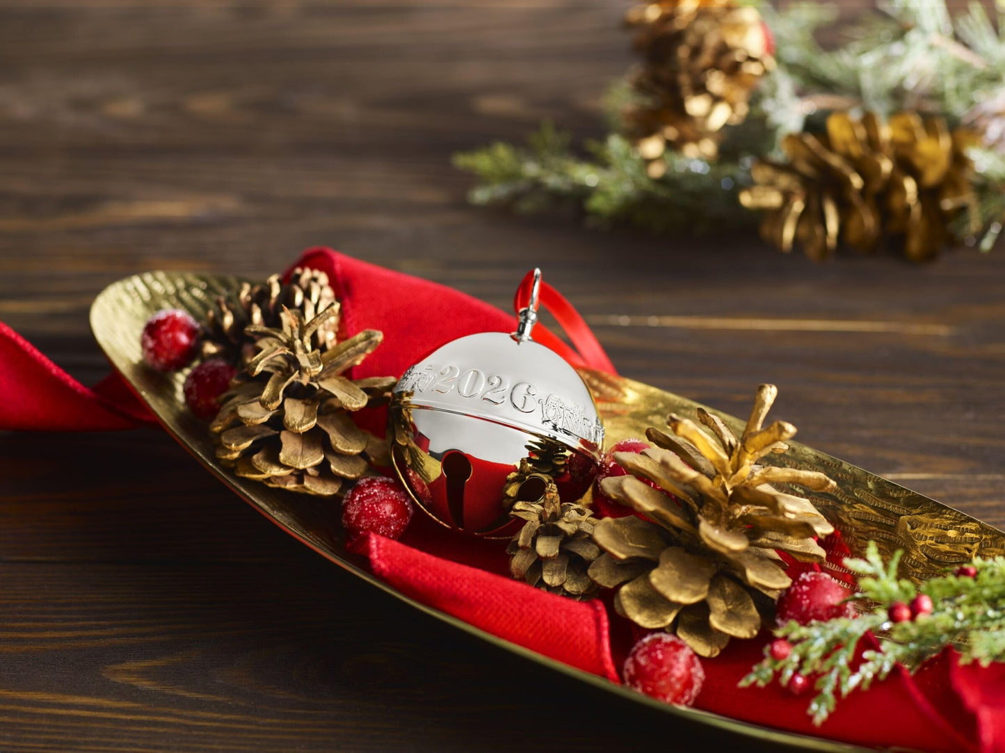 Wallace 2026 Silver-Plated Sleigh Bell Ornament 56th Edition - Penguins and Presents Annual Collectible Holiday Bell with Gift Box