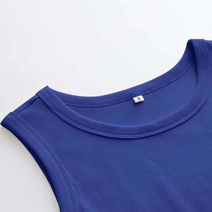 ANRABESS Womens Sleeveless High Neck Tank Tops Fashion Summer Casual Basic Slim Fit Ribbed Racerback Top Shirt Clothes Klein Blue X-Large