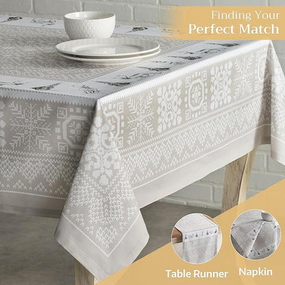 Maison d' Hermine Table Cloth Square Table 100% Cotton 54 x 54 Inches Fall Tablecloth Reusable Everyday Use for Thanksgiving Christmas Decorations Dining Farmhouse Party (Cozy Christmas)