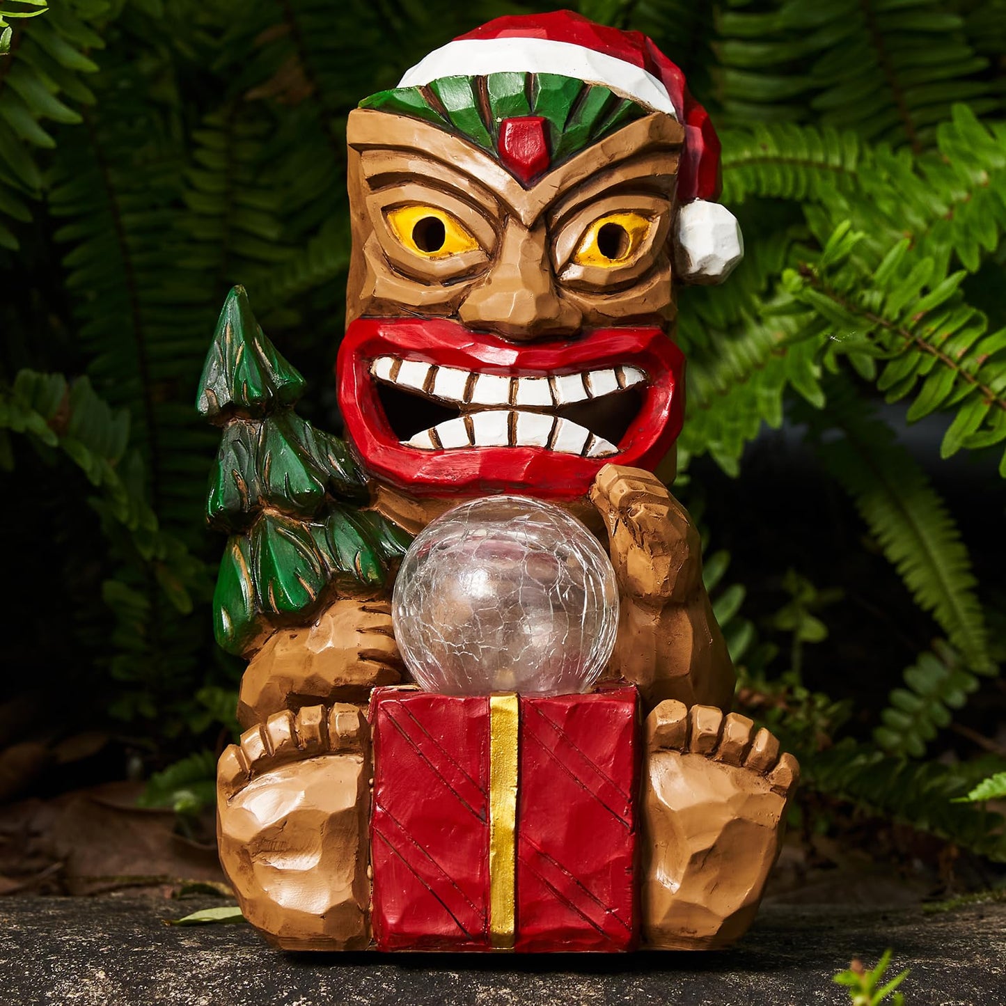 Yiosax Outdoor Garden Decor-Christmas Tiki Totem Statues Light Beautiful Gift-Giving for Your Indoor Christmas & Holiday Decorations（9.65“）