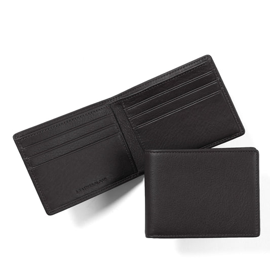 Leatherology Black Onyx Thin Bifold Wallet for Men – Slim Front Pocket Wallet with 6 Card Slots, Bill Compartment & 2 Interior Pockets – Minimalist Leather Wallet