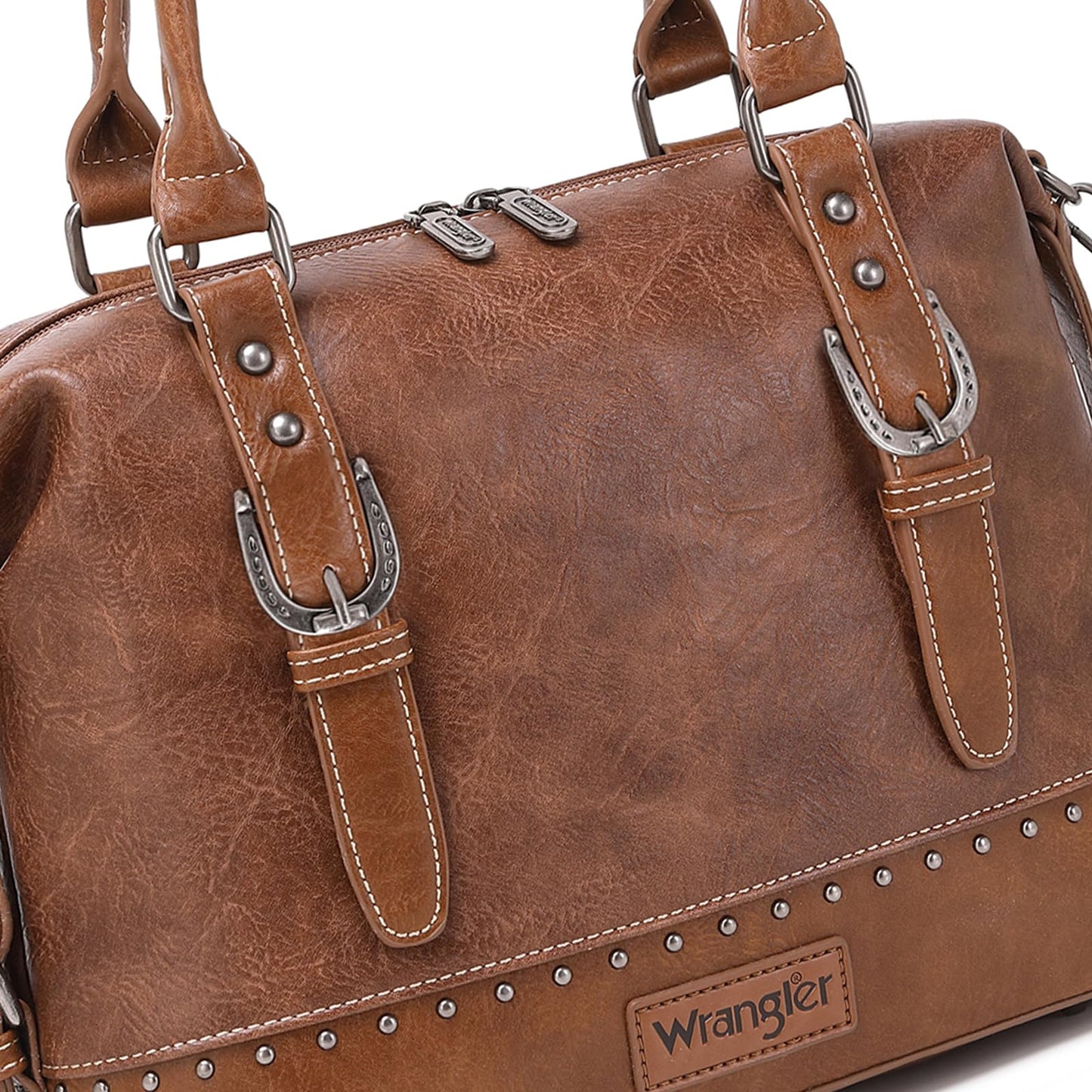 Wrangler Doctor Bag Top Handle Purse Hobo Shoulder Satchel Handbags Crossbody Bag with Crazy Horse Grain Leather for Women WG48-S5110BR