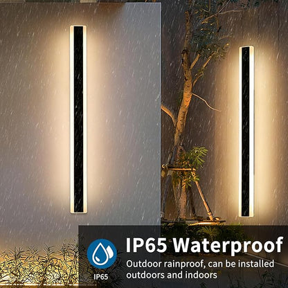 2 Pack Long Outdoor LED Wall Light, 57inch Modern Minimalist Wall Sconce, 3 Color 3000K/4500K/6000K, 50W, IP65 Waterproof, Black Exterior Lighting Fixture for Patio, Garden, Garage