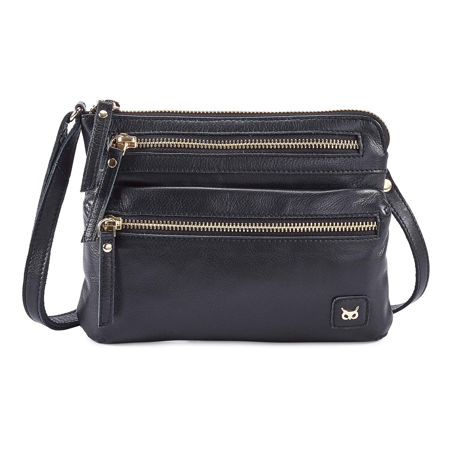 Small Crossbody Bags for Women Leather Sling Purse with Adjustable Strap Multi Pocket Cross Over for Travel & Gift (Black Nappa)