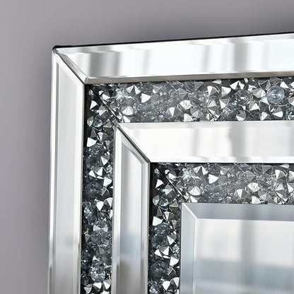 KOHROS Crush Diamond Bathroom Mirror 36" x 24" Crystal Mirrors for Wall Decor Rectangle Wall Mirror for Bathroom, Entryway and Bedroom, Easy to Install