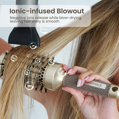 AIMIKE Round Brush for Blow Out, Medium Round Hair Brush Nano Thermal Ceramic & Ionic Tech, for Blow Drying & Styling, Curling and Shine - 2.9 inch Barrel w/Boar Bristles
