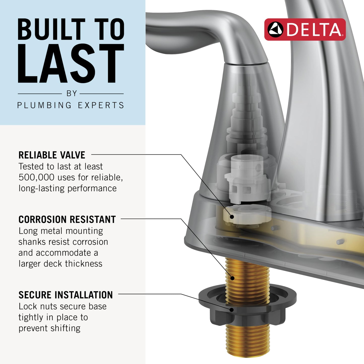Delta Faucet Albion Widespread Bathroom Faucet 3-Hole, Gold Bathroom Sink Faucet, 2-Handle Bathroom Faucet, Bath Faucet, Metal Push-Pop Drain Assembly, 1.2 GPM Flow Rate, Champagne Bronze 35855LF-CZ