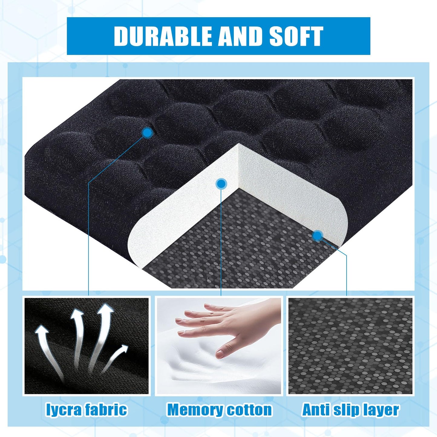 L-Shaped Desk Elbow Pads (2-Pack) - Adjustable Spacing Memory Foam Desk Edge Cushion for Forearm & Wrist Support, Ergonomic Desk Arm Rest for Office, Gaming