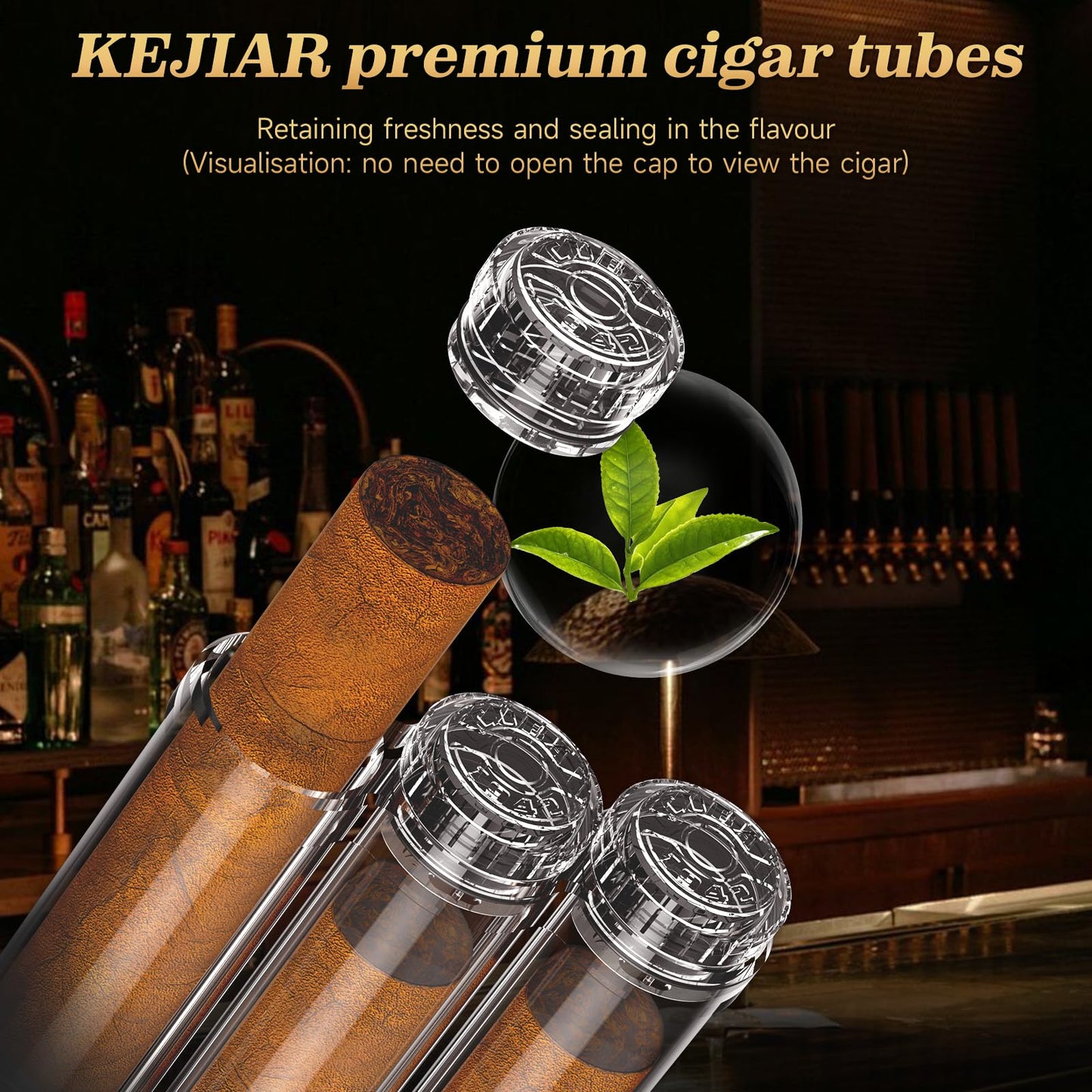 KEJIAR Cigar Tube, 3 Cigar Travel Cigar Case with Gel Cigar Humidifier and Airtight Silicone Seal, Cigar Case Gift for Men (2)
