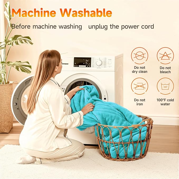 Heated Blanket Electric Throw Blanket 50"x60" Fast Heating Electric Blanket with 5 Heat Levels & 4 Hours Auto-Off Overheat Protection Cozy Soft Flannel Heated Throw Blanket