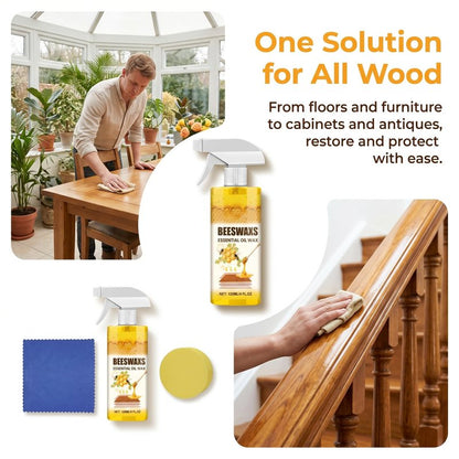 HengPuJiang Beeswax Wood Polish Spray, Natural Beeswax & Beewax Furniture Cleaner, Spray Wax for Wood - 2026 Multi-Purpose Care and Restorer for Floors, Cabinets, Furniture (2PCS)