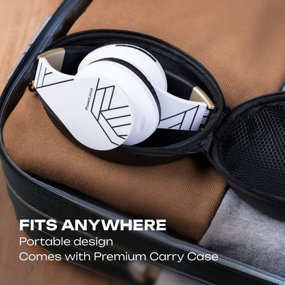 PowerLocus Bluetooth Over-Ear Headphones, Wireless Stereo Foldable Headphones Wireless and Wired Headsets with Built-in Mic, Micro SD/TF, FM for iPhone/Samsung/iPad/PC (Black/White)