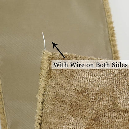 MEEDEE 2-1/2 inch Brown Velvet Wired Ribbon 10 Yards Thick Light Brown Velvet Ribbon for Christmas Tree, Gift Wrapping, Garland, Fall Wreaths, Topper Bow, Swags, Crafts Supply