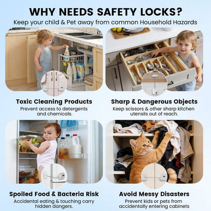 SUR-CIEL 1PC Fridge Lock with Code, Refrigerator Locks, Cabinet Locks Baby Proofing, Combination Lock for Refrigerator, Freezer, Closets, Cabinets, Drawers, Doors and Windows, NO Drilling