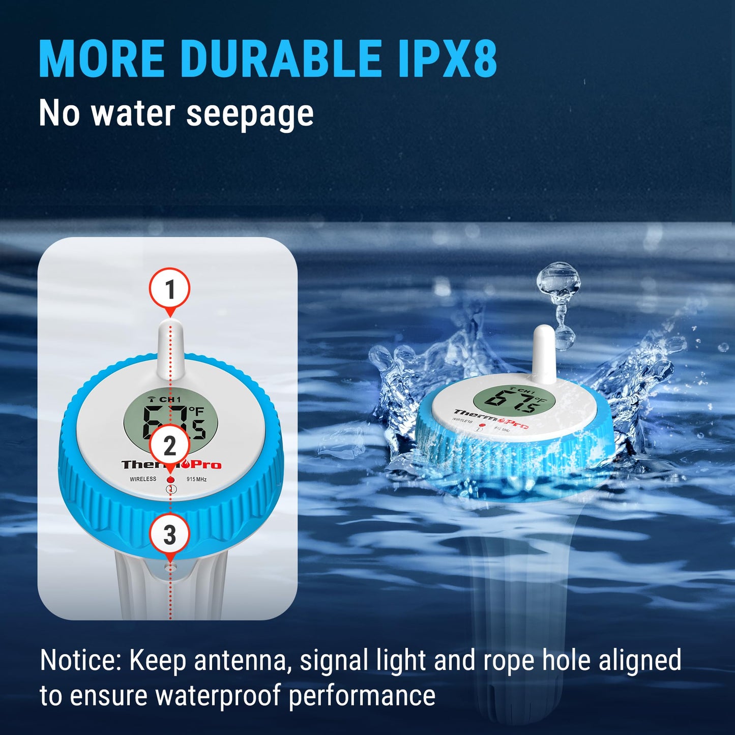 ThermoPro Digital Pool Thermometer Floating Easy Read, Large Size Water Thermometer for Cold Plunge, IPX8 Waterproof Water Temperature Monitor for Hot Tub/Ice Bath/Swimming Pool/SPA/Aquarium/Pond