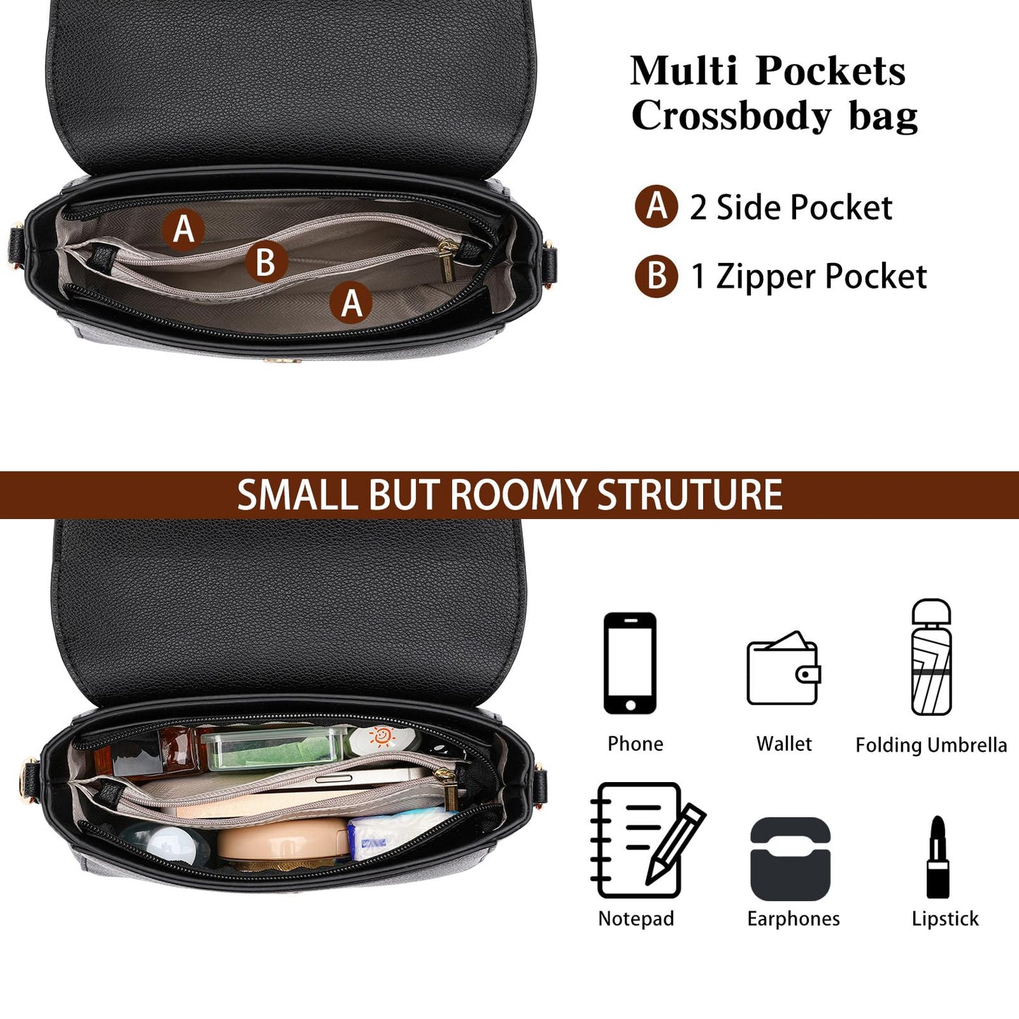 FALAN MULE Small Crossbody Bags for Women PU Leather Purses Trendy Shoulder Handbags