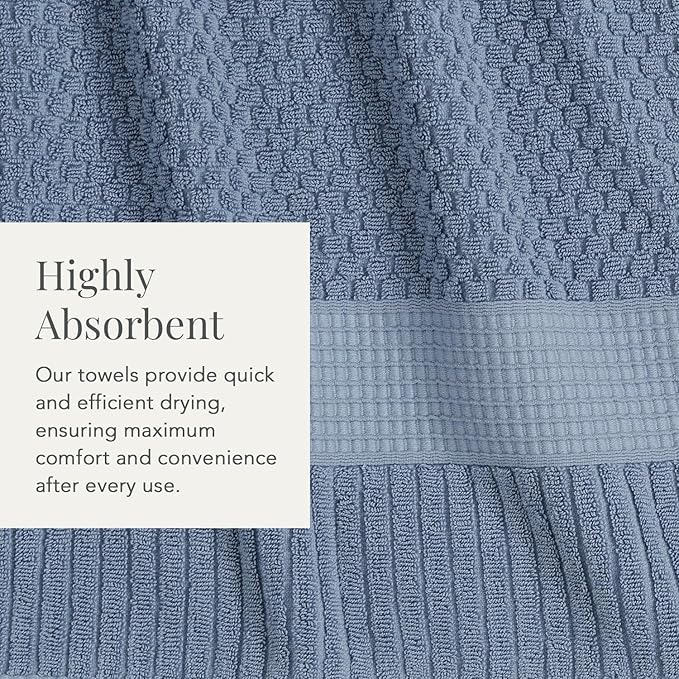 NY Loft 100% Cotton 6 Piece Bath Towel Set | Blue Towels | Oeko-TEX® Standard