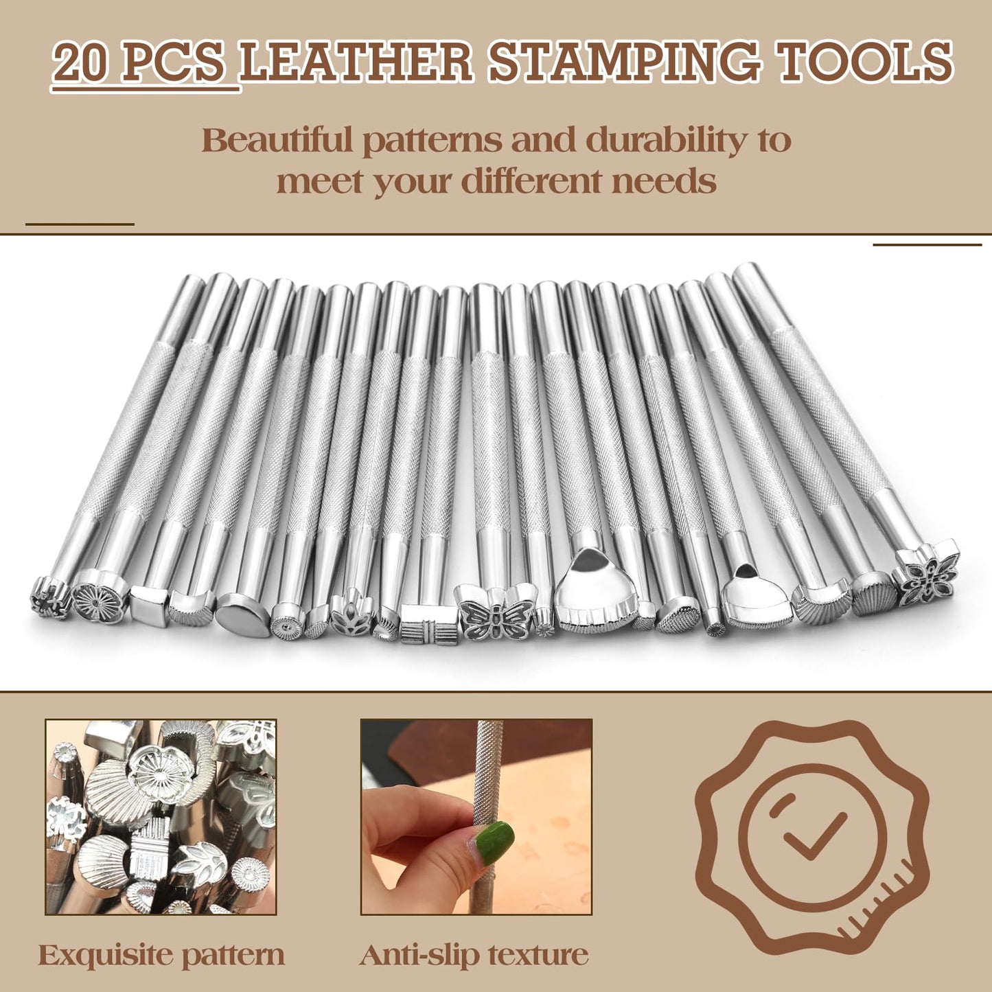 Leather Stamping Tools, Leather Carving Set, Working Kit for Beginners with Wood Burning Kit, Stamp Punch Set and Adjustable Swivel Knife, Carving Working Saddle Making