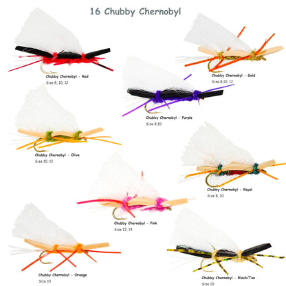 40 Premium Hand Tied Fly Fishing Flies Assortment | Marabou Muddler Minnow and Stimulator Rubber Legs, Chubby Chernobyl Ant | Dry, Wet, Nymphs, Streamers, Hopper, Terrestrials