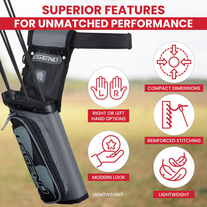 LEGEND XT420 Arrow Quiver - Quiver Arrow Holder, Archery Quiver with 3 Arrow Tube, Durable Nylon Hip Quivers with Multiple Pockets for Archery Accessories, Score Card & Tools - Right Handed,Army Green