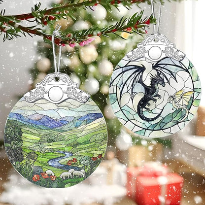 Green Irish Hills Ornament – Christmas Decoration & Christmas Ornament; Stained Glass Holiday Decoration (Holiday Present, Bauble Present, Gift Idea, Gift Exchange) | Heirloom Keepsakes