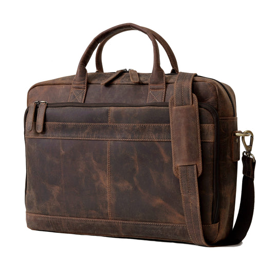 Leather briefcase bag for men Leather Laptop Bags For Men and Women Travel Messenger Bag 16 Inch (Vintage Brown, 16 Inch Briefcase)