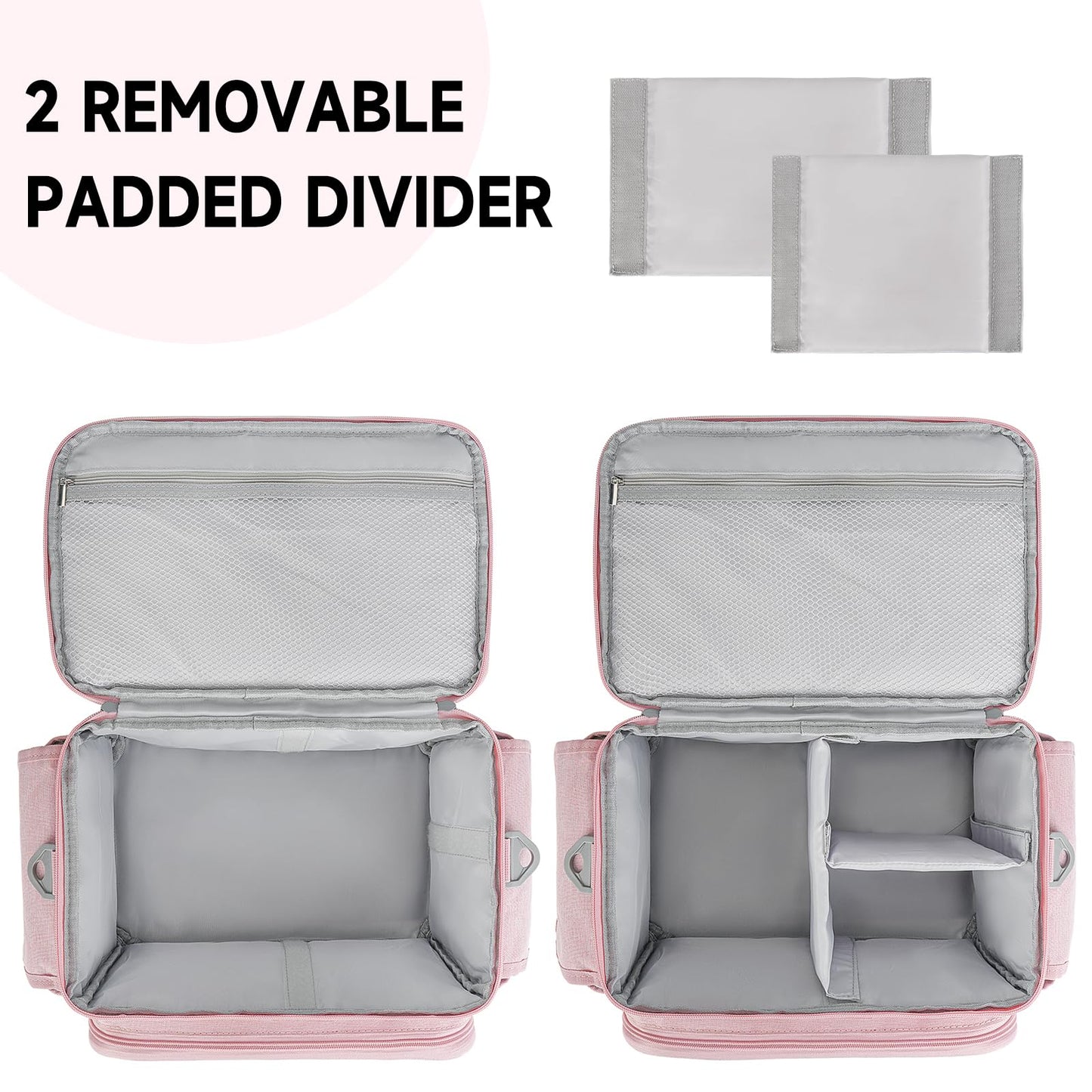 LEFOR·Z Large Sewing Supplies Organizer Storage Bag,Double-Layer Protable Travel Sewing Basket for Sew Accessories & Tools,Pink(Bag Only)