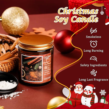 Christmas Candle Set | 4Pack Scented Candles Holiday Candle Gifts - Soy Candles Home Scented, Xmas Gift for Women and Men - Scents of Christmas Tree/Spice/Cookies/EVE